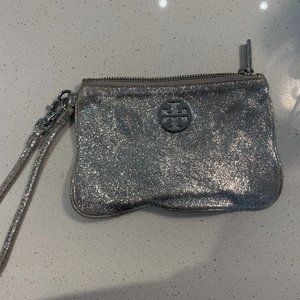 Sparkly Silver Tory Burch Wristlet